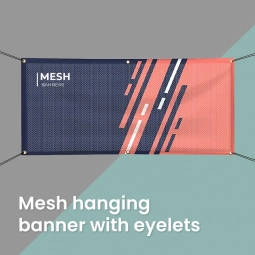 Mesh hanging banner with eyelets