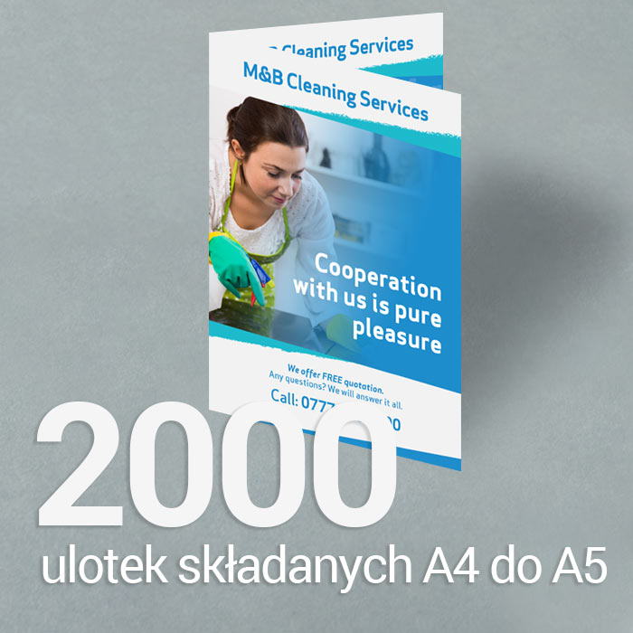 2000 Ulotka A4 składana do A5 Gloss/Silk