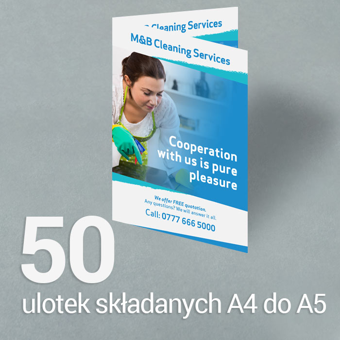50 Ulotka A4 składana do A5 Gloss/Silk