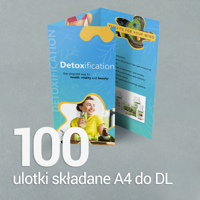 100 Ulotka A4 składana do 1/3 A4 Gloss/Silk
