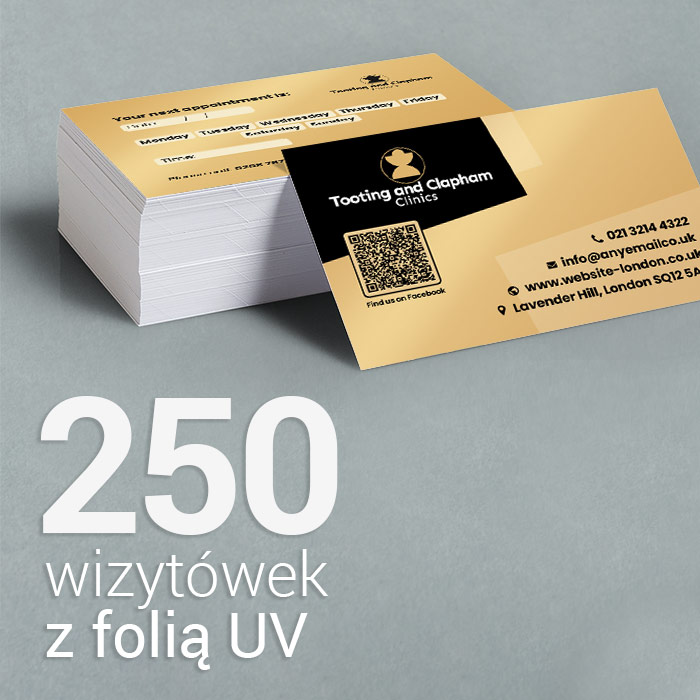 250 Wizytówki laminowane z folią UV