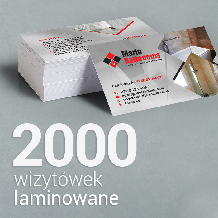 2000 Wizytówki matowe laminowane
