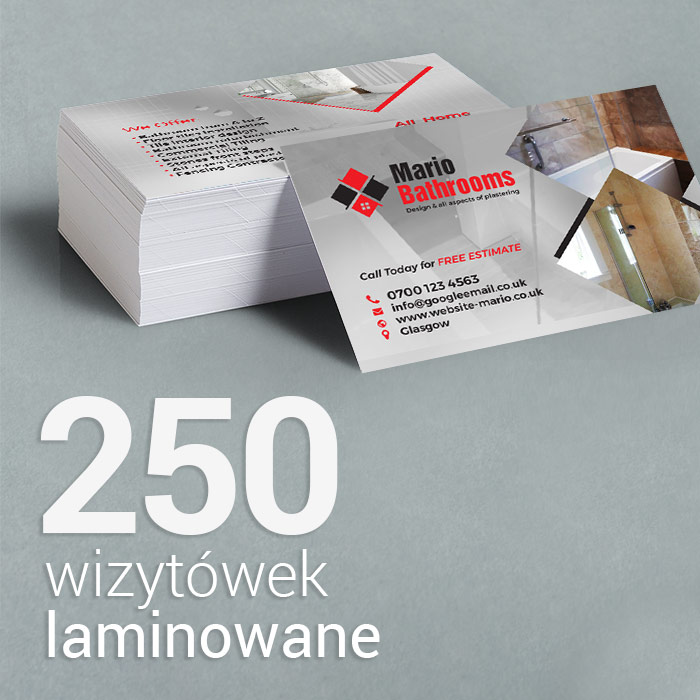 250 Wizytówki matowe laminowane