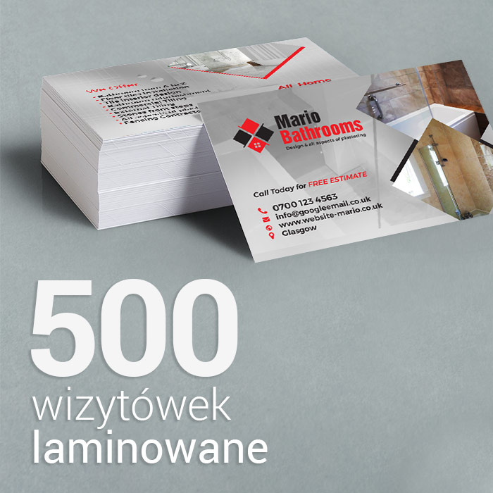 500 Wizytówki matowe laminowane