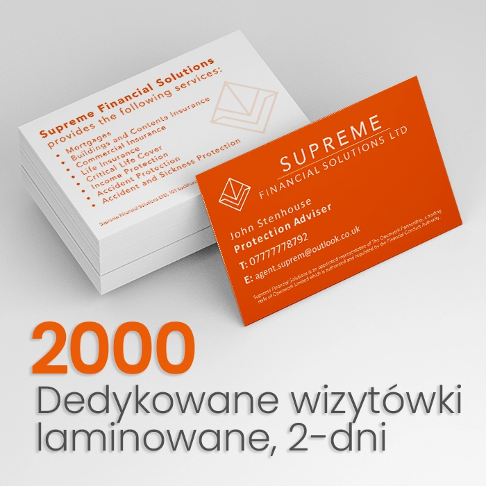 2000 Wizytówki dla Supreme Financial Solutions Ltd