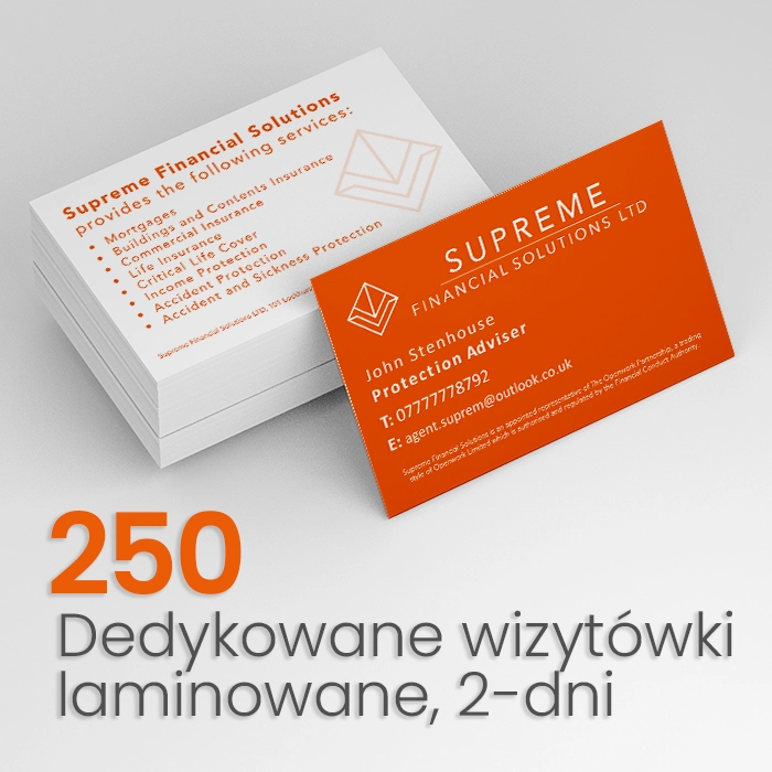 250 Wizytówki dla Supreme Financial Solutions Ltd