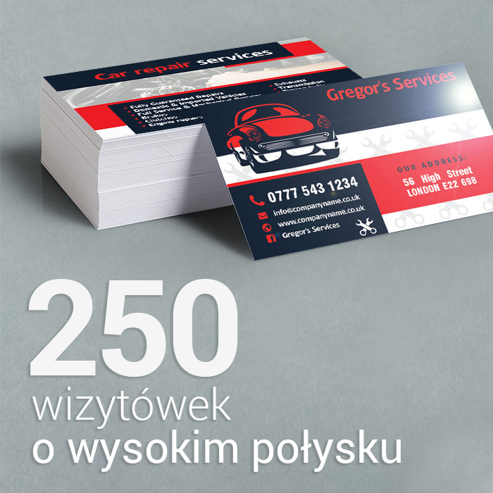 250 Wizytówki o wysokim połysku