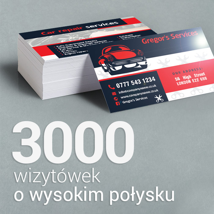 3000 Wizytówki o wysokim połysku